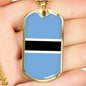 Botswana Flag Necklace Botswana Flag Stainless Steel or 18k Gold Dog Tag 24" - Express Your Love Gifts