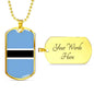 Botswana Flag Necklace Botswana Flag Stainless Steel or 18k Gold Dog Tag 24" - Express Your Love Gifts