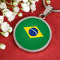 Brazil Flag Necklace Brazil Flag Stainless Steel or 18k Gold 18-22" - Express Your Love Gifts