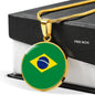 Brazil Flag Necklace Brazil Flag Stainless Steel or 18k Gold 18-22" - Express Your Love Gifts