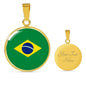 Brazil Flag Necklace Brazil Flag Stainless Steel or 18k Gold 18-22" - Express Your Love Gifts