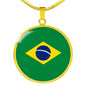Brazil Flag Necklace Brazil Flag Stainless Steel or 18k Gold 18-22" - Express Your Love Gifts