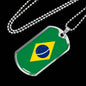Brazil Flag Necklace Brazilian Flag Stainless Steel or 18k Gold Dog Tag 24" - Express Your Love Gifts