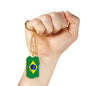 Brazil Flag Necklace Brazilian Flag Stainless Steel or 18k Gold Dog Tag 24" - Express Your Love Gifts