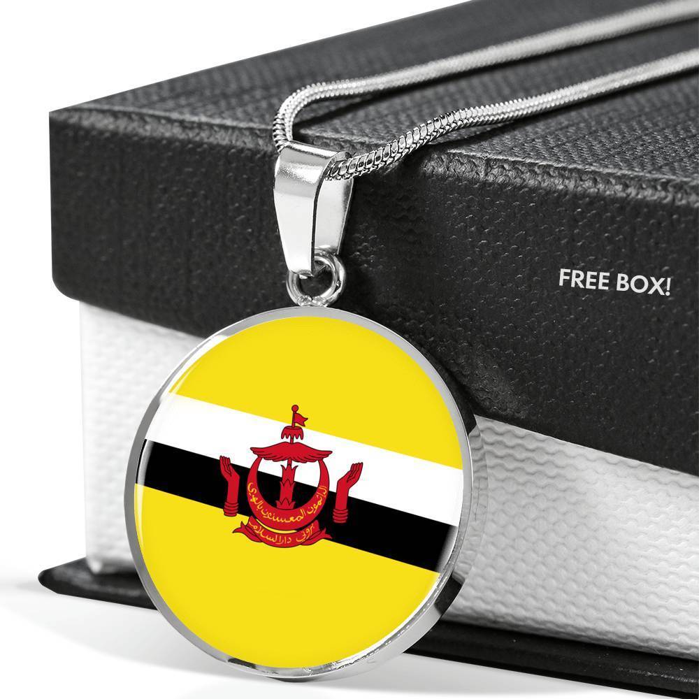 Brunei Flag Necklace Brunei Flag Stainless Steel or 18k Gold 18-22" - Express Your Love Gifts