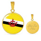 Brunei Flag Necklace Brunei Flag Stainless Steel or 18k Gold 18-22" - Express Your Love Gifts