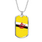 Brunei Flag Necklace Brunei Flag Stainless Steel or 18k Gold Dog Tag 24" - Express Your Love Gifts