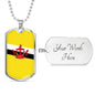 Brunei Flag Necklace Brunei Flag Stainless Steel or 18k Gold Dog Tag 24" - Express Your Love Gifts