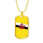 Brunei Flag Necklace Brunei Flag Stainless Steel or 18k Gold Dog Tag 24" - Express Your Love Gifts