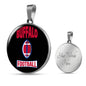Buffalo Circle Pendant Football Fan Necklace Stainless Steel or 18k Gold 18-22" - Express Your Love Gifts