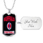 Buffalo Fan Necklace Dog Tag Stainless Steel or 18k Gold 24" Chain - Express Your Love Gifts