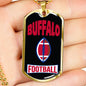Buffalo Fan Necklace Dog Tag Stainless Steel or 18k Gold 24" Chain - Express Your Love Gifts