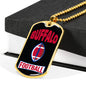 Buffalo Fan Necklace Dog Tag Stainless Steel or 18k Gold 24" Chain - Express Your Love Gifts