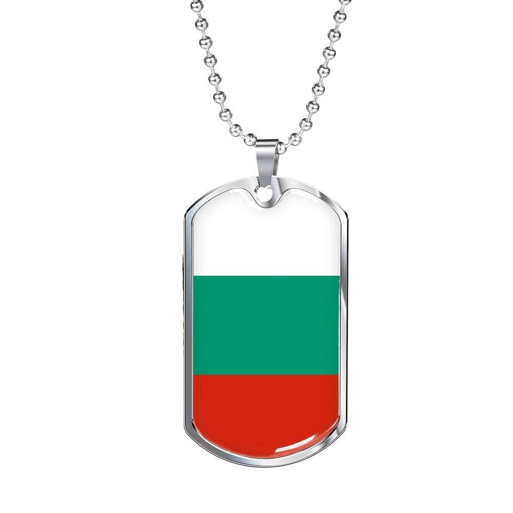 Bulgaria Flag Necklace Bulgaria Flag Stainless Steel or 18k Gold Dog Tag 24" - Express Your Love Gifts