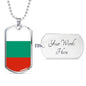 Bulgaria Flag Necklace Bulgaria Flag Stainless Steel or 18k Gold Dog Tag 24" - Express Your Love Gifts