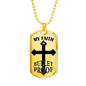 Bulletproof Faith Ephesians Necklace Stainless Steel or 18k Gold Dog Tag 24" Chain - Express Your Love Gifts