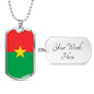 Burkina Faso Flag Necklace Burkina Faso Flag Stainless Steel or 18k Gold Dog Tag 24" - Express Your Love Gifts