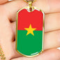 Burkina Faso Flag Necklace Burkina Faso Flag Stainless Steel or 18k Gold Dog Tag 24" - Express Your Love Gifts