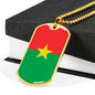 Burkina Faso Flag Necklace Burkina Faso Flag Stainless Steel or 18k Gold Dog Tag 24" - Express Your Love Gifts