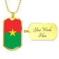Burkina Faso Flag Necklace Burkina Faso Flag Stainless Steel or 18k Gold Dog Tag 24" - Express Your Love Gifts