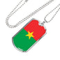 Burkina Faso Flag Necklace Burkina Faso Flag Stainless Steel or 18k Gold Dog Tag 24" - Express Your Love Gifts
