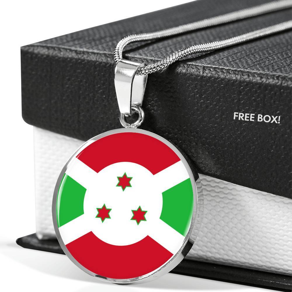 Burundi Flag Necklace Burundi Flag Stainless Steel or 18k Gold 18-22" - Express Your Love Gifts