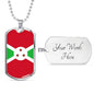 Burundi Flag Necklace Burundi Flag Stainless Steel or 18k Gold Dog Tag 24" - Express Your Love Gifts