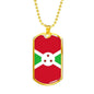 Burundi Flag Necklace Burundi Flag Stainless Steel or 18k Gold Dog Tag 24" - Express Your Love Gifts