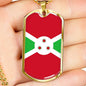 Burundi Flag Necklace Burundi Flag Stainless Steel or 18k Gold Dog Tag 24" - Express Your Love Gifts
