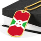 Burundi Flag Necklace Burundi Flag Stainless Steel or 18k Gold Dog Tag 24" - Express Your Love Gifts