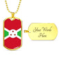 Burundi Flag Necklace Burundi Flag Stainless Steel or 18k Gold Dog Tag 24" - Express Your Love Gifts