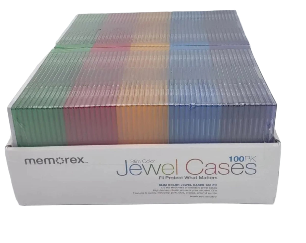 Memorex 100pk Slim Jewel Cases with Inserts for CD DVD Disc Storage Protection-Express Your Love Gifts