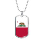 California Flag Pendant Stainless Steel or 18k Gold Dog Tag Necklace 24" Chain - Express Your Love Gifts