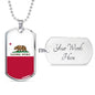 California Flag Pendant Stainless Steel or 18k Gold Dog Tag Necklace 24" Chain - Express Your Love Gifts