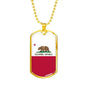 California Flag Pendant Stainless Steel or 18k Gold Dog Tag Necklace 24" Chain - Express Your Love Gifts