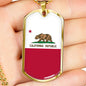 California Flag Pendant Stainless Steel or 18k Gold Dog Tag Necklace 24" Chain - Express Your Love Gifts