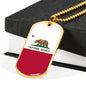 California Flag Pendant Stainless Steel or 18k Gold Dog Tag Necklace 24" Chain - Express Your Love Gifts