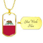California Flag Pendant Stainless Steel or 18k Gold Dog Tag Necklace 24" Chain - Express Your Love Gifts