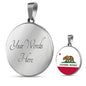 California State Flag Necklace Stainless Steel or 18k Gold Circle Pendant 18-22" - Express Your Love Gifts