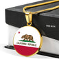 California State Flag Necklace Stainless Steel or 18k Gold Circle Pendant 18-22" - Express Your Love Gifts