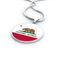 California State Flag Necklace Stainless Steel or 18k Gold Circle Pendant 18-22" - Express Your Love Gifts