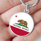 California State Flag Necklace Stainless Steel or 18k Gold Circle Pendant 18-22" - Express Your Love Gifts