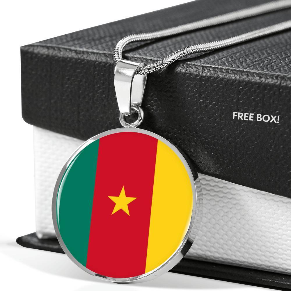 Cameroon Flag Necklace Cameroon Flag Stainless Steel or 18k Gold 18-22" - Express Your Love Gifts