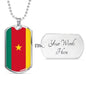 Cameroon Flag Necklace Cameroon Flag Stainless Steel or 18k Gold Dog Tag 24" - Express Your Love Gifts