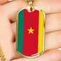 Cameroon Flag Necklace Cameroon Flag Stainless Steel or 18k Gold Dog Tag 24" - Express Your Love Gifts