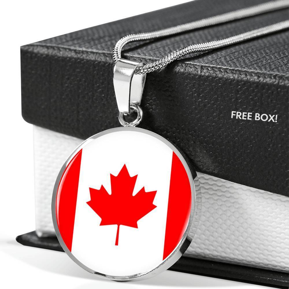 Canada Flag Necklace Canada Flag Stainless Steel or 18k Gold 18-22" - Express Your Love Gifts