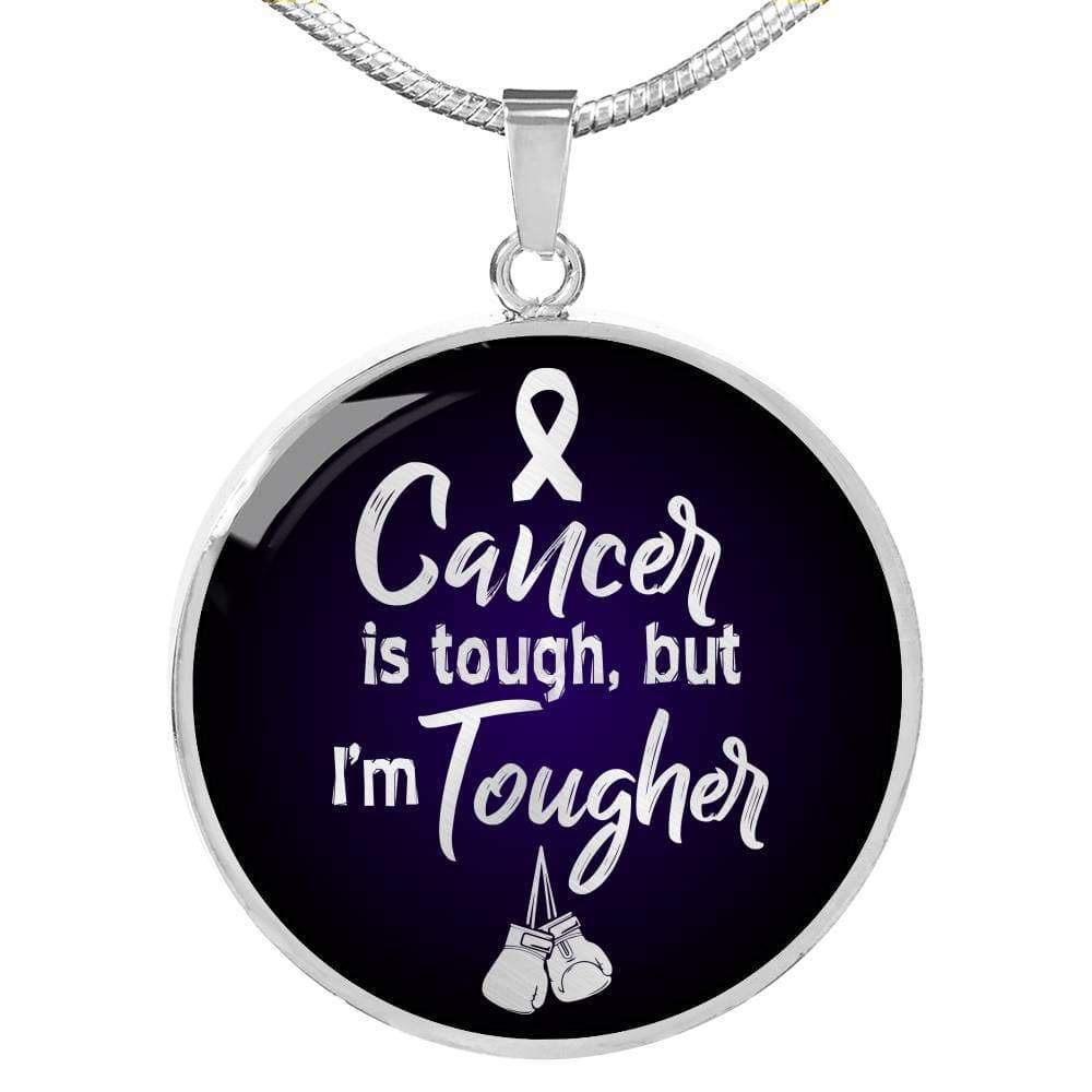 Cancer Awareness Necklace Tougher Circle Necklace Stainless Steel or 18k Gold 18-22" - Express Your Love Gifts