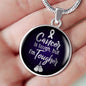 Cancer Awareness Necklace Tougher Circle Necklace Stainless Steel or 18k Gold 18-22" - Express Your Love Gifts
