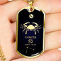 Cancer Constellation Horoscope Zodiac Necklace 18k Gold Stainless Steel Dog Tag 24"-Express Your Love Gifts