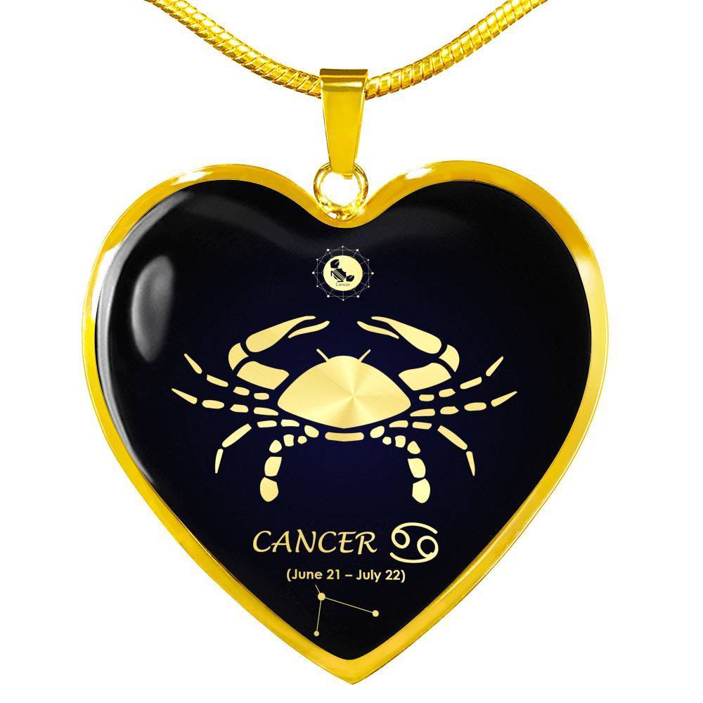 Cancer Necklace 18k Gold Heart 18-22" Stainless Steel-Express Your Love Gifts
